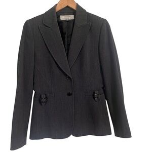 Tahari Arthur S. Levine tailored blazer 2 button career office charcoal sz 2